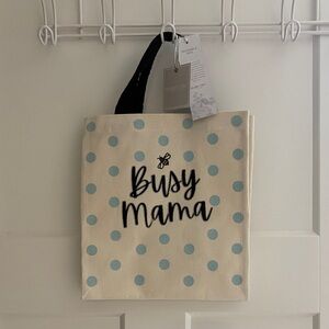 NWT Shabby Chic Cream and Blue Polka Dot Tote Bag